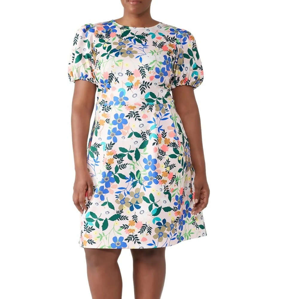 Eloquii Floral Printed Puff Sleeve Dress Size 14